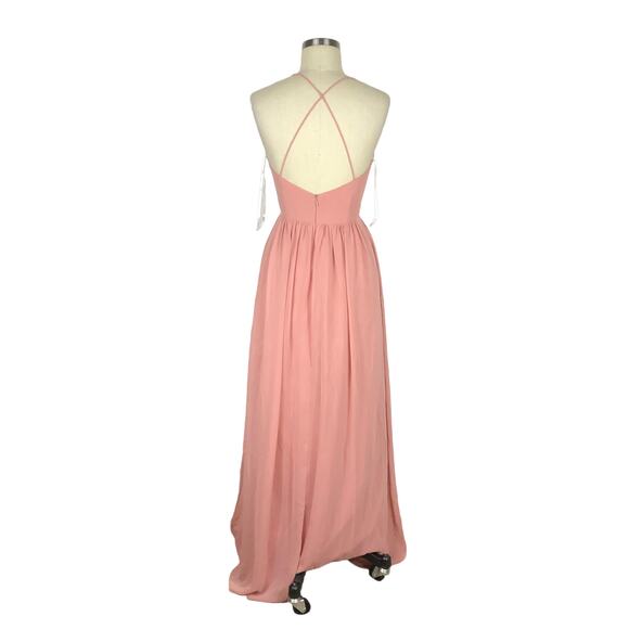 DESSY COLLECTION Desert Rose Spaghetti Strap Maxi Gown Chiffon Size 2 NWT - Picture 3 of 8